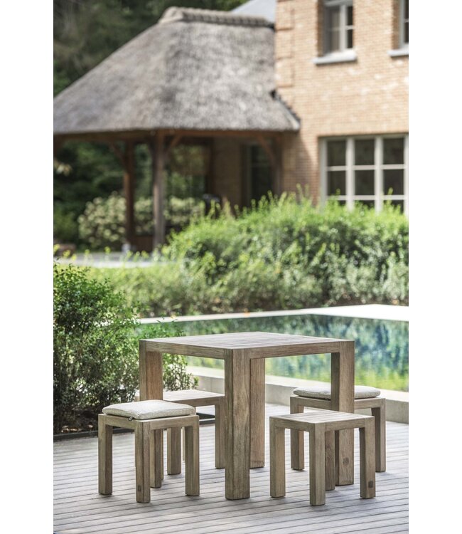 GOMMAIRE Outdoor Meubels | Organic Living Bistrotisch Sandy | Recyceltes Teakholz Naturgrau