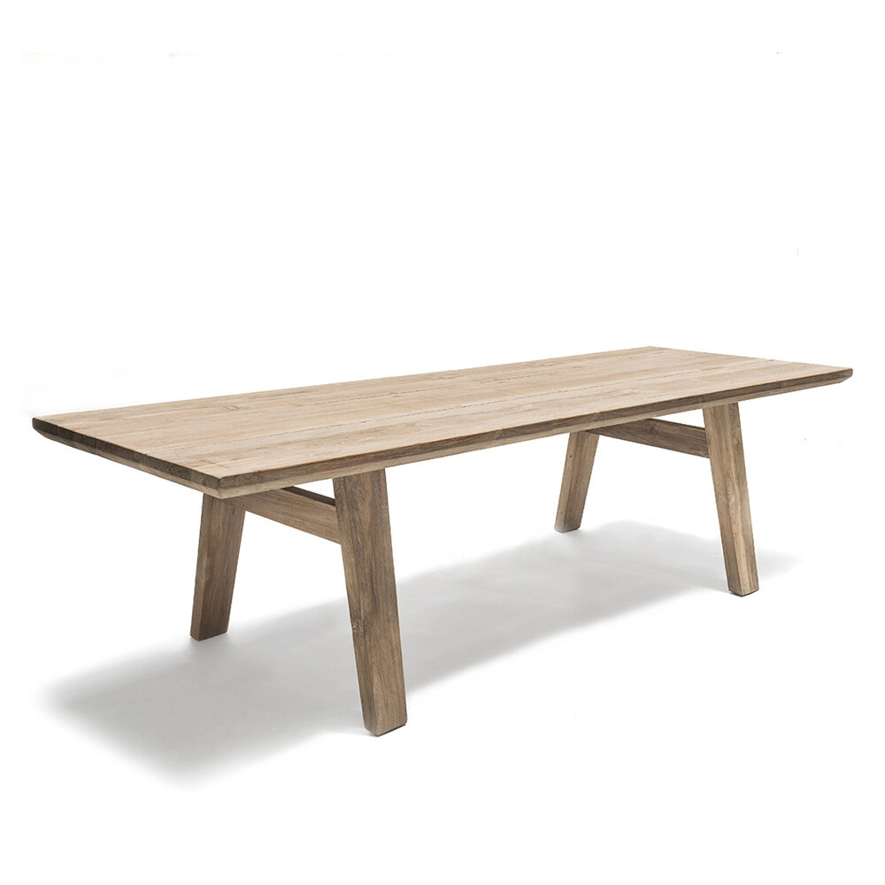 GOMMAIRE Outdoor | Organic Living Table Mia Large | Teck recyclé Gris naturel