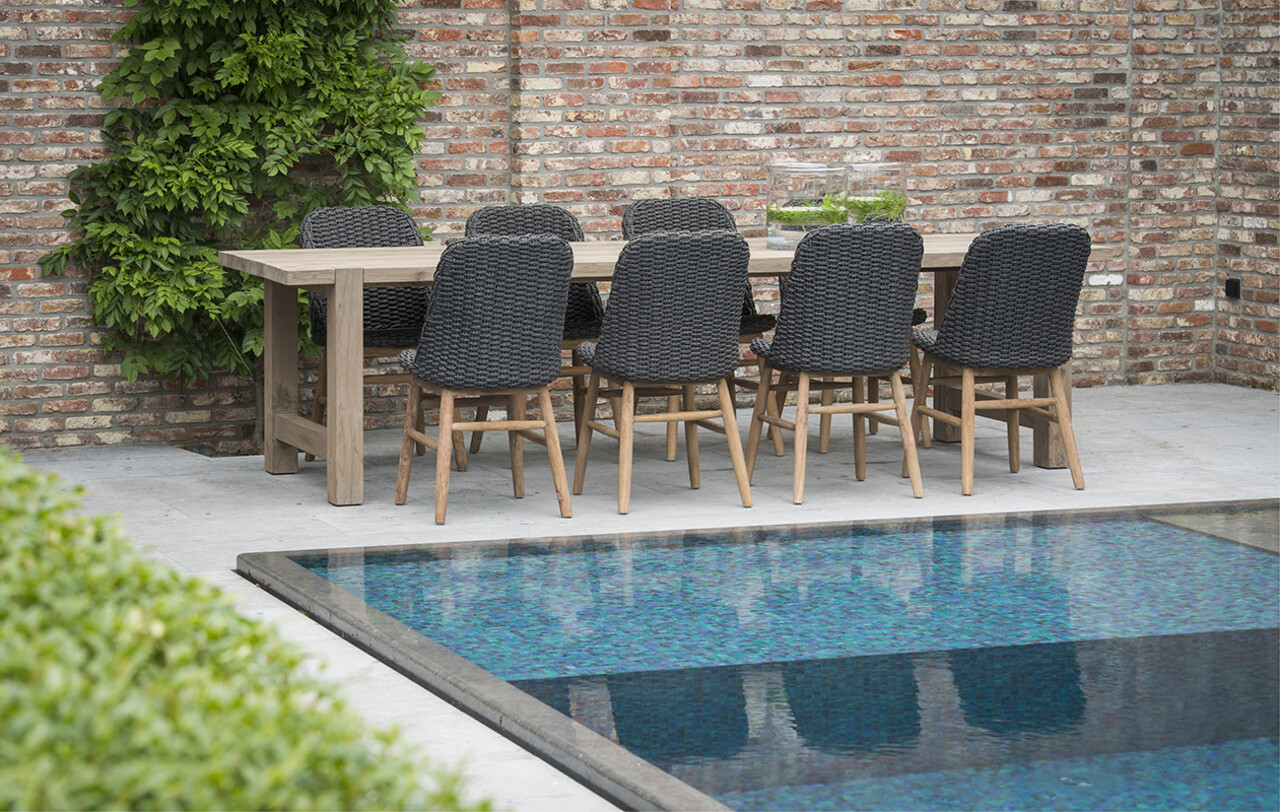 GOMMAIRE Outdoor | Organic Living Tisch Jacob Groß | Recyceltes Teakholz Naturgrau