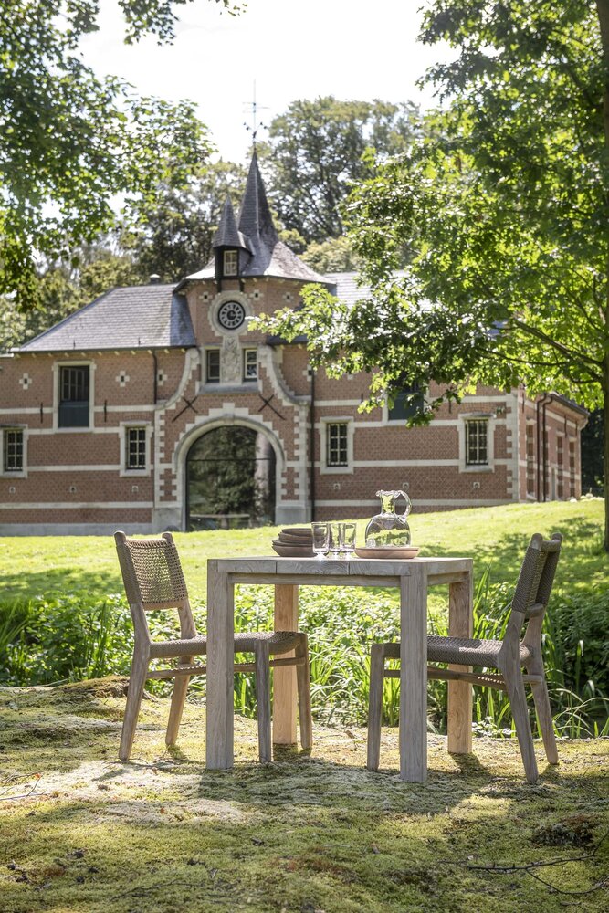 GOMMAIRE Outdoor Meubels | Organic Living Table de bistro Jacob | Teck recyclé gris naturel