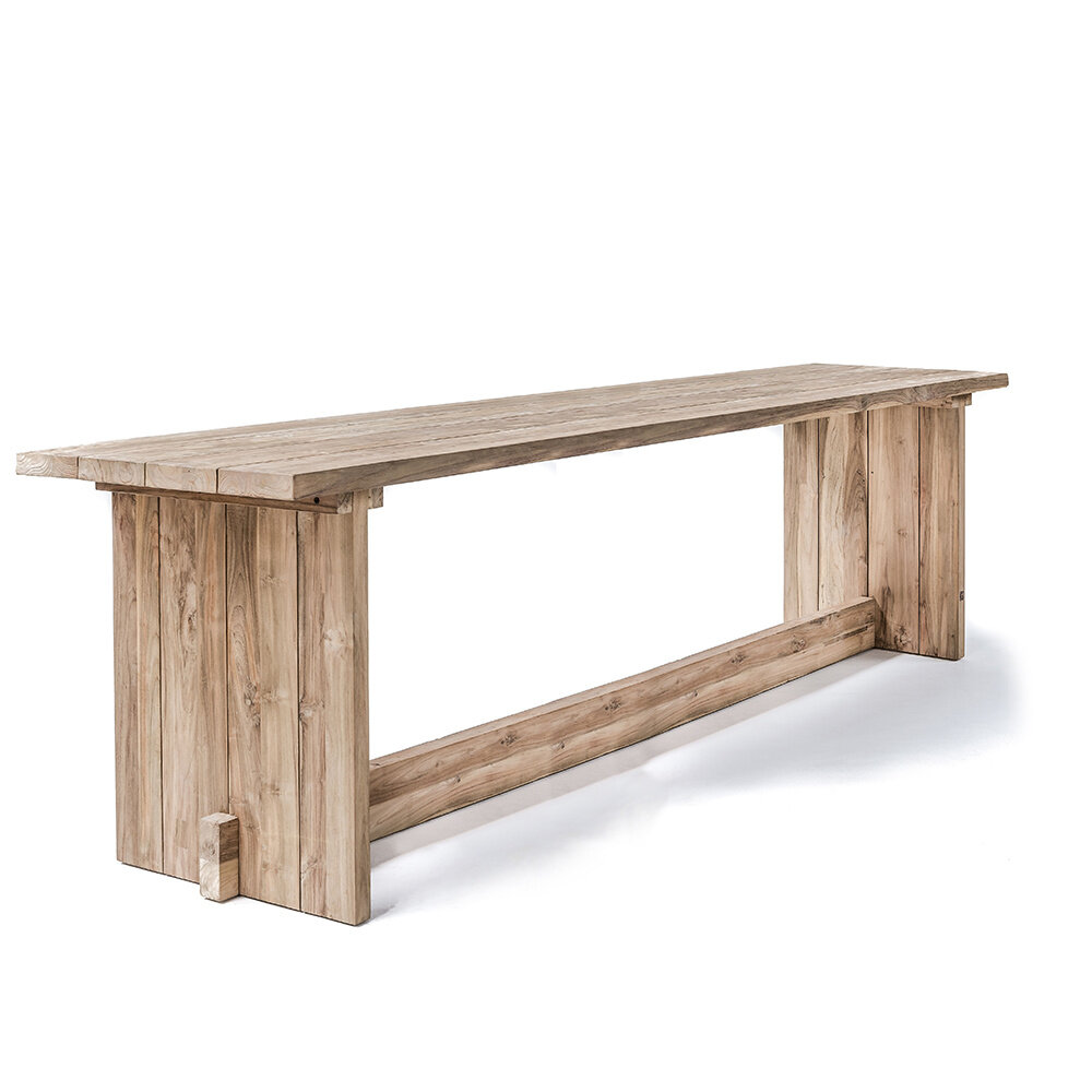 GOMMAIRE Outdoor | Organic Living Mesa de bar Alexi grande | Teca reciclada gris natural