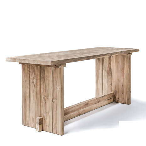 GOMMAIRE Outdoor | Organic Living Bartisch Alexi Small | Recyceltes Teakholz, Naturgrau