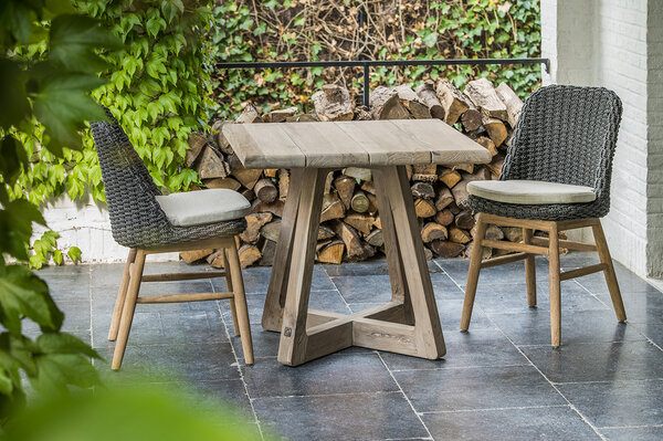 GOMMAIRE Outdoor | Organic Living Table de bistro Dennis | Teck recyclé gris naturel