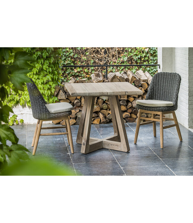 GOMMAIRE Outdoor Meubels | Organic Living Table de bistro Dennis | Teck recyclé gris naturel
