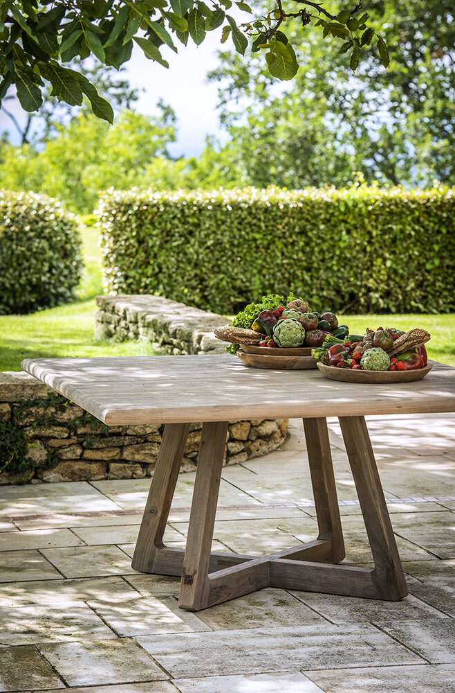 GOMMAIRE Outdoor | Organic Living Square Table Dennis | Reclaimed Teak Natural Grey