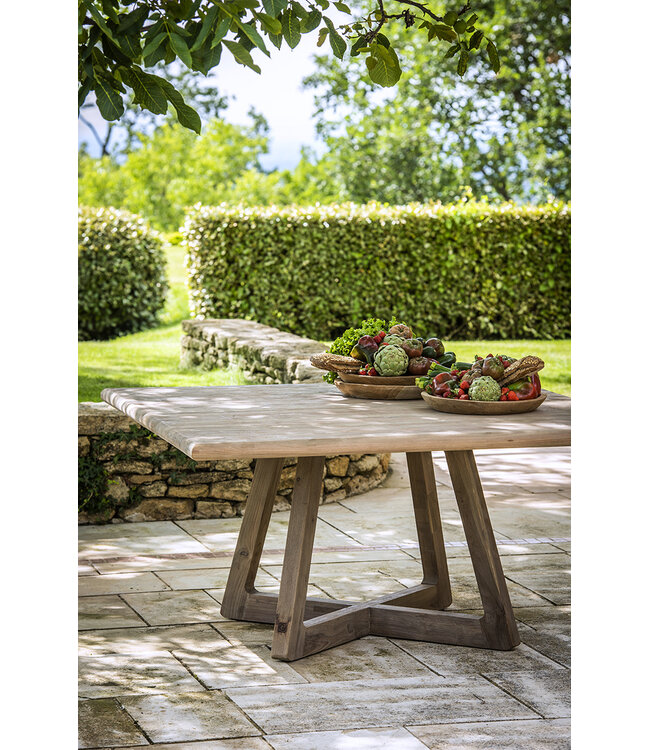 GOMMAIRE Outdoor Meubels | Organic Living Square Table Dennis | Reclaimed Teak Natural Grey
