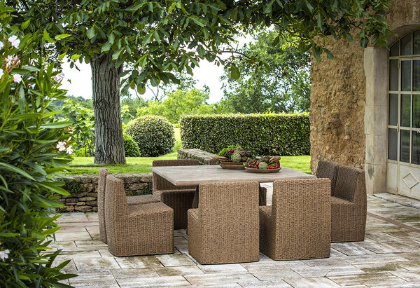 GOMMAIRE Outdoor | Organic Living Mesa cuadrada Dennis | Teca reciclada gris natural