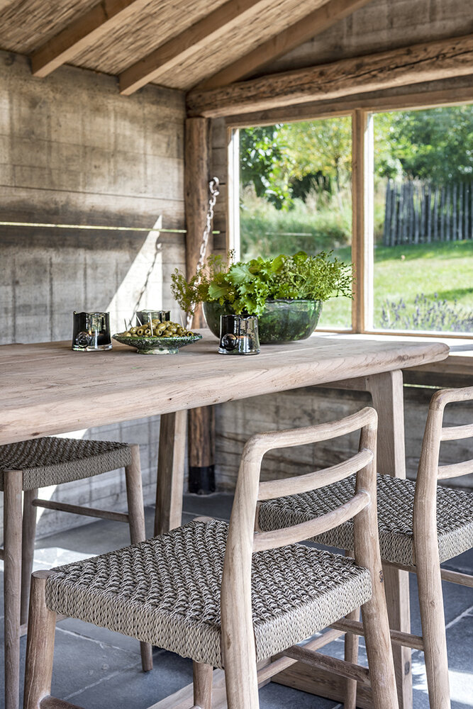 GOMMAIRE Outdoor | Organic Living Bar Table Dennis Large | Reclaimed Teak Natural Grey