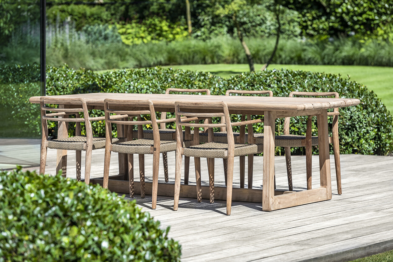 GOMMAIRE Outdoor | Organic Living Tavolo rettangolare grande Dennis | Teak riciclato grigio naturale