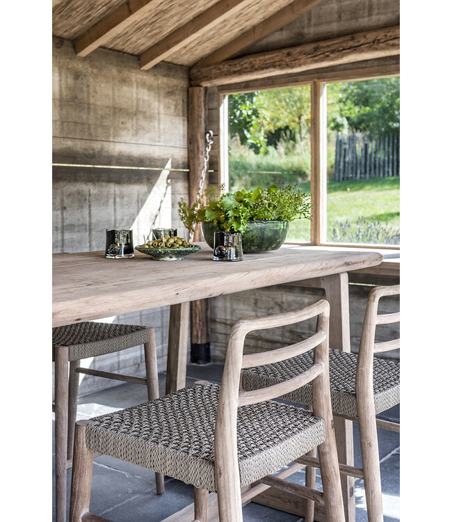 GOMMAIRE Outdoor Meubels | Organic Living Mesa de bar Dennis Small | Teca reciclada gris natural