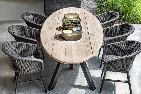 GOMMAIRE Outdoor | Organic Living Armchair Charly | Aluminium Frame Matte Black / Rope (Quick Dry Foam Seat Inside)