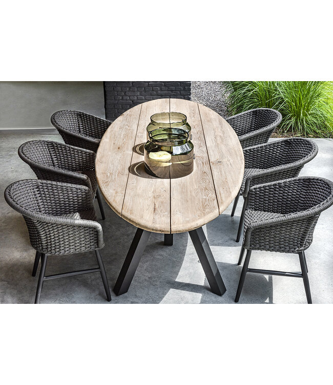 GOMMAIRE Outdoor Meubels | Organic Living Lenestol Charly | Aluminiumsramme matt svart / tau (hurtigtørkende skumsete inni)