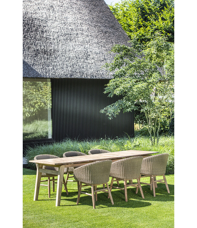 GOMMAIRE Outdoor Meubels | Organic Living Poltrona Charly | Teak riciclato grigio naturale / Vimini PE Antique Weed