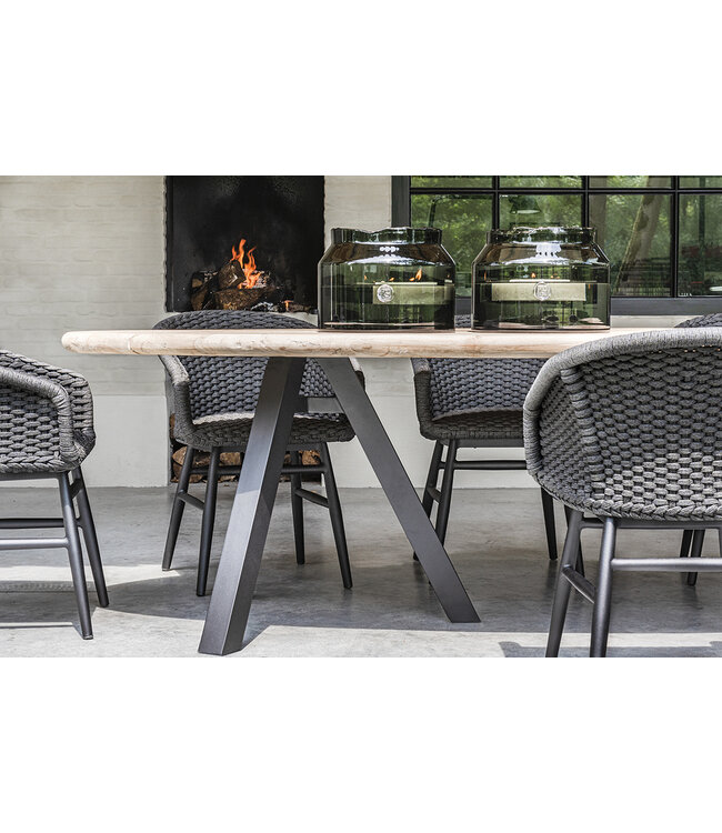 GOMMAIRE Outdoor Meubels | Organic Living Sillón Charly | Estructura de aluminio negro mate / Cuerda (asiento de espuma de secado rápido en el interior)