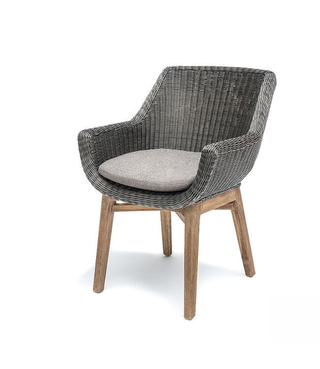GOMMAIRE Outdoor Meubels | Organic Living Armchair Jacky | Teak Natural Grey / PE Wicker Charcoal