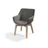 GOMMAIRE Outdoor | Organic Living Fauteuil Jacky | Teck gris naturel / Osier PE anthracite