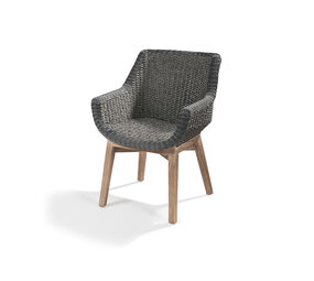 GOMMAIRE Outdoor | Organic Living Armchair Jacky | Teak Natural Grey / PE Wicker Charcoal