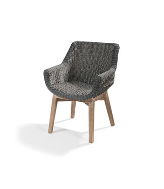 GOMMAIRE Outdoor Meubels | Organic Living Fauteuil Jacky | Teck gris naturel / Osier PE anthracite