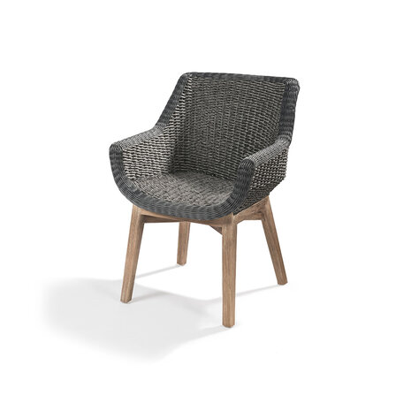 GOMMAIRE Outdoor | Organic Living Sessel Jacky | Teakholz Naturgrau / PE-Geflecht Anthrazit