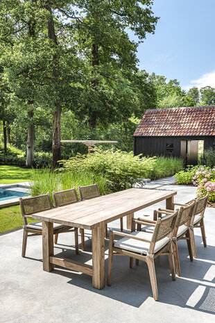 GOMMAIRE - Organic Living - Design Furniture Sessel Fiona | Teak Naturgrau / PE-Geflecht Antik-Unkraut GOMMAIRE - Organic Living - Design Furniture Sessel Fiona | Teak Naturgrau / PE-Geflecht Antik-Unkraut