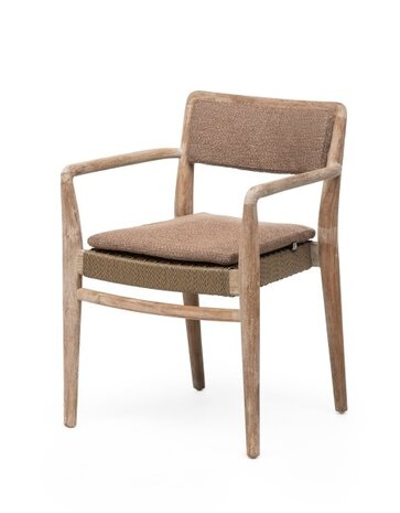 GOMMAIRE Outdoor | Organic Living Stackable Armchair Jared | Teak Natural Grey / PE Wicker Antique Weed