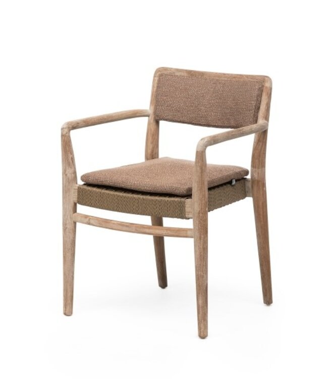 GOMMAIRE Outdoor Meubels | Organic Living Poltrona impilabile Jared | Teak Grigio Naturale / Vimini PE Antique Weed