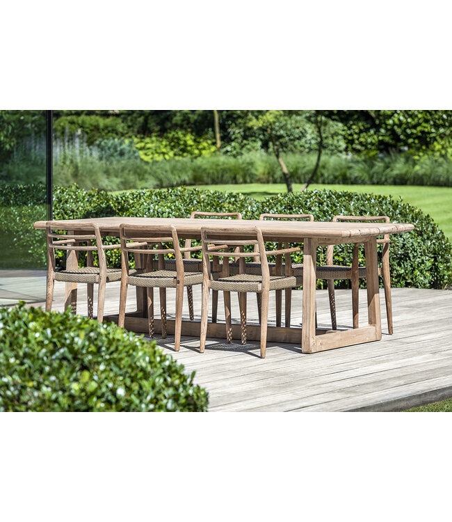 GOMMAIRE Outdoor Meubels | Organic Living Fauteuil empilable Jared | Teck gris naturel / Osier PE Antique Weed