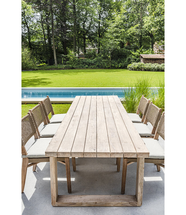 GOMMAIRE Outdoor Meubels | Organic Living Chair Fiona | Teak Natural Grey / PE Wicker Antique Weed