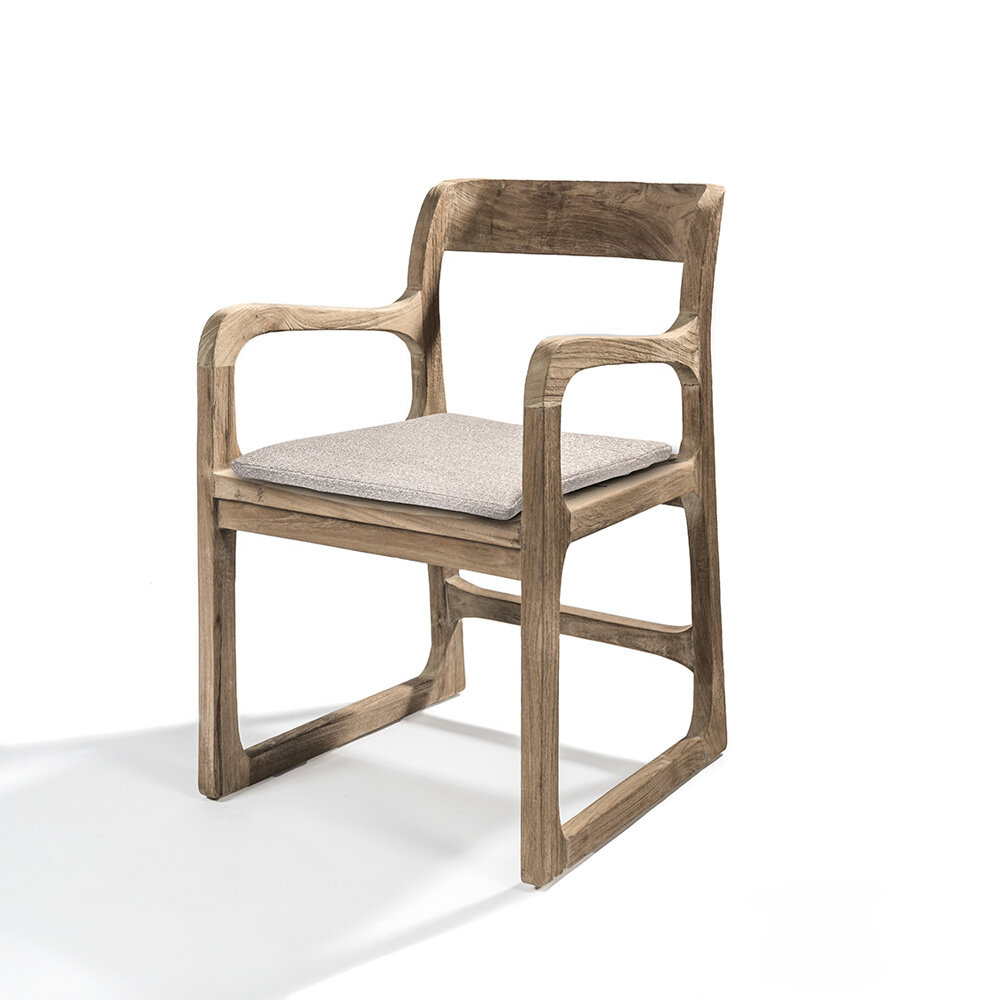 GOMMAIRE Outdoor | Organic Living Fauteuil Sally | Teck recyclé Gris naturel
