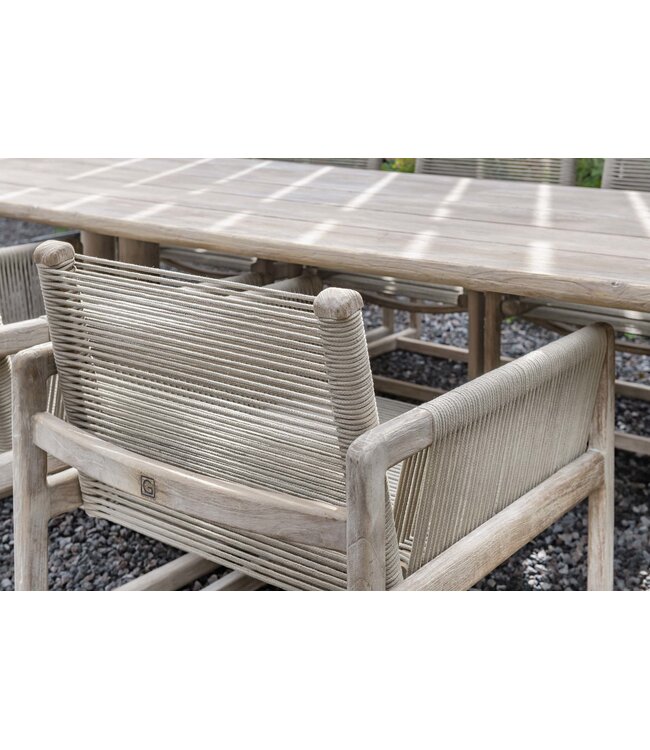 GOMMAIRE Outdoor Meubels | Organic Living Poltrona Carlo | Teak Grigio Naturale / Corda