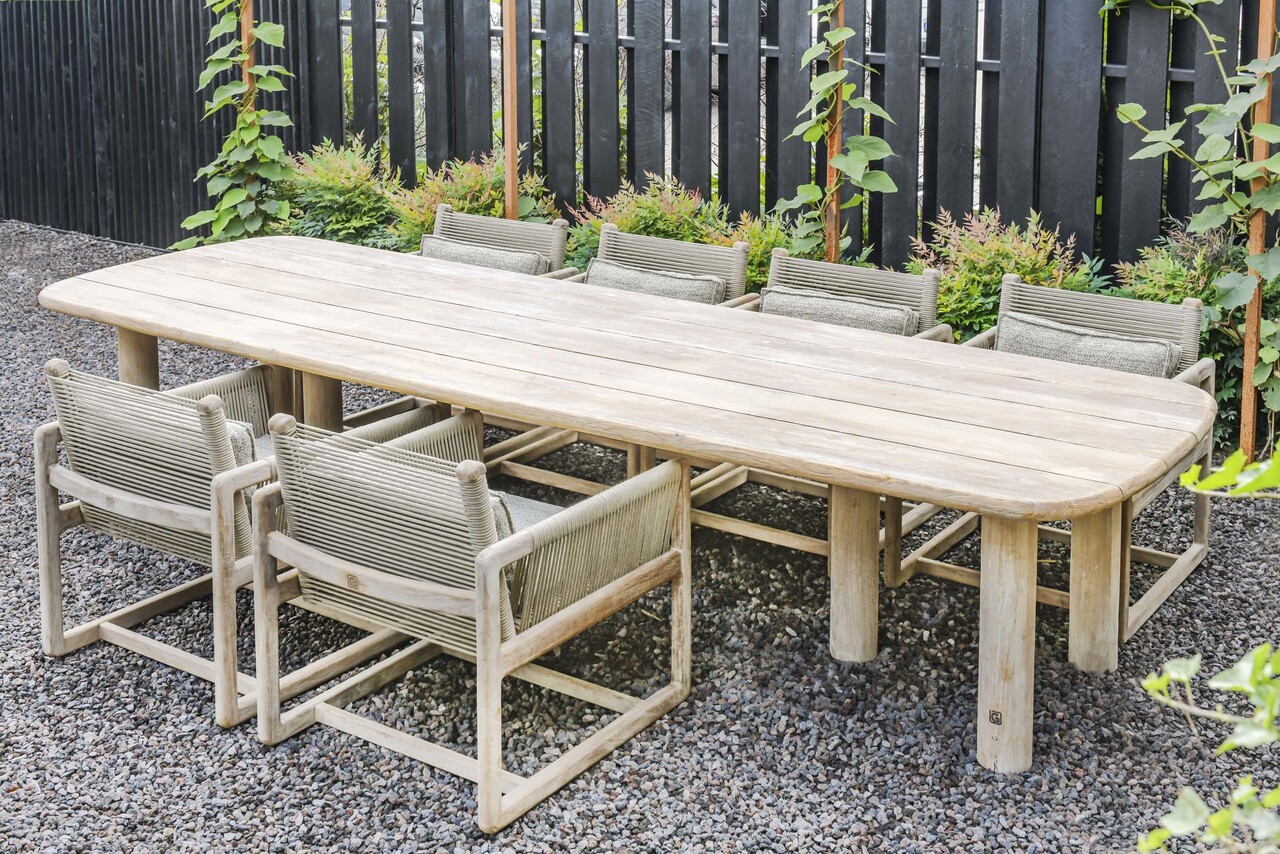 GOMMAIRE Outdoor | Organic Living Easy Chair Carlo | Teak Natural Grey / Rope