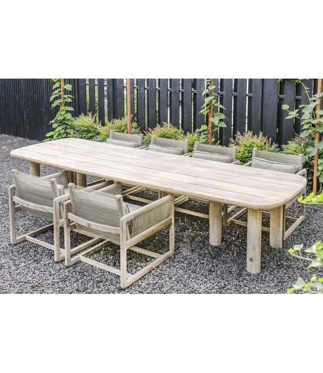 GOMMAIRE Outdoor Meubels | Organic Living Easy Chair Carlo | Teak Natural Grey / Rope