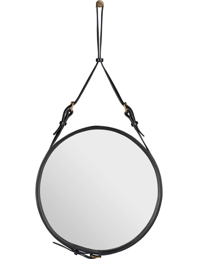 Gubi Wall mirror Adnet - Round - Ø45 - Black Leather Gubi Wall mirror Adnet - Round - Ø45 - Black Leather