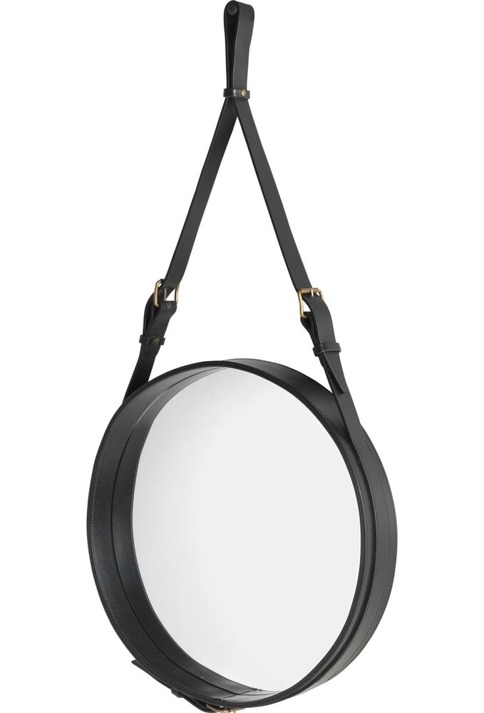 Gubi Wall mirror Adnet - Round - Ø45 - Black Leather Gubi Wall mirror Adnet - Round - Ø45 - Black Leather