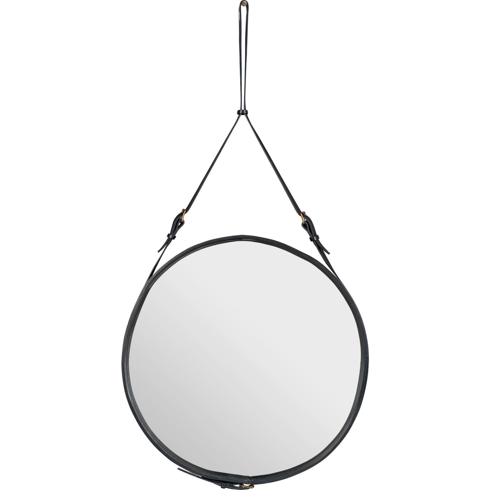 Gubi Wall mirror Adnet - Round - Ø70 - Black Leather