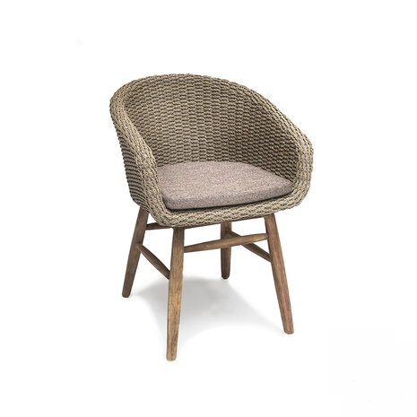 GOMMAIRE Outdoor | Organic Living Lenestol Charly | Gjenvunnet teak naturgrå / PE-flettet antikk teak