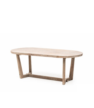 GOMMAIRE Outdoor Meubels | Organic Living Table ovale Dan Small | Teck recyclé gris naturel