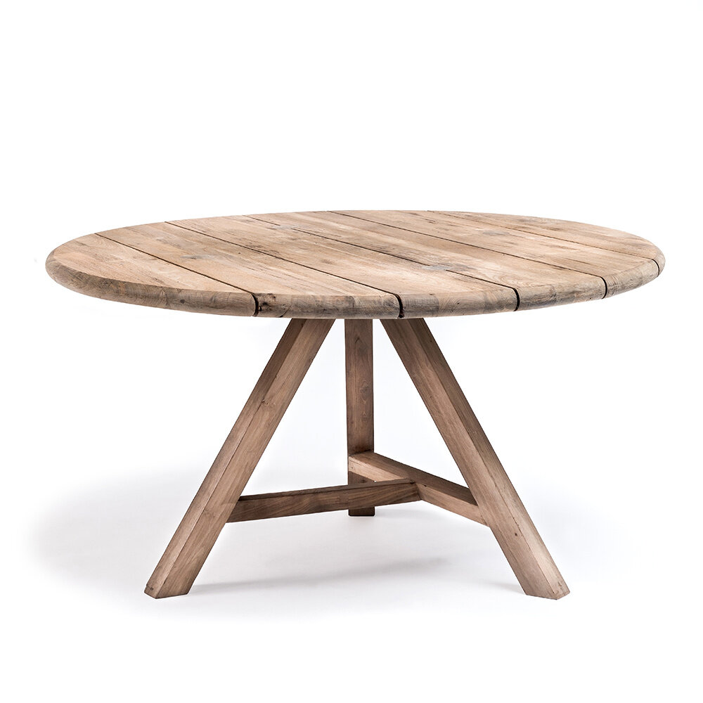 GOMMAIRE Outdoor | Organic Living Rundt bord Anton Stor | Gjenvunnet teak Naturgrå