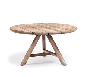 GOMMAIRE Outdoor Meubels | Organic Living Round Table Anton Large | Reclaimed Teak Natural Grey