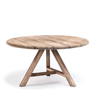 GOMMAIRE Outdoor Meubels | Organic Living Runder Tisch Anton Groß | Recyceltes Teakholz Naturgrau