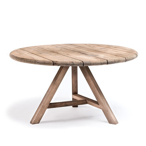 GOMMAIRE Outdoor | Organic Living Table ronde Anton Large | Teck recyclé Gris naturel