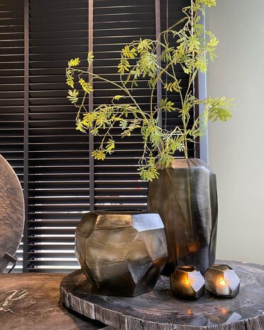 Guaxs Vase kubistisch rund | Indigo / Rauchgrau Guaxs Vase kubistisch rund | Indigo / Rauchgrau