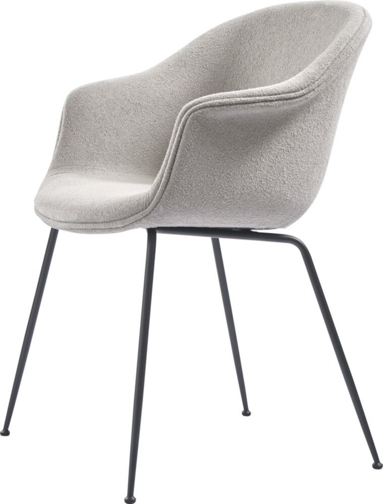 Gubi Sedia da pranzo pipistrello | Boucle chiaro 008 e base nera opaca Gubi Sedia da pranzo pipistrello | Boucle chiaro 008 e base nera opaca