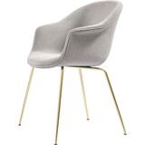 Gubi Chaise de salle à manger chauve-souris | Light Bouclé 008 & Base Laiton Semi Mat