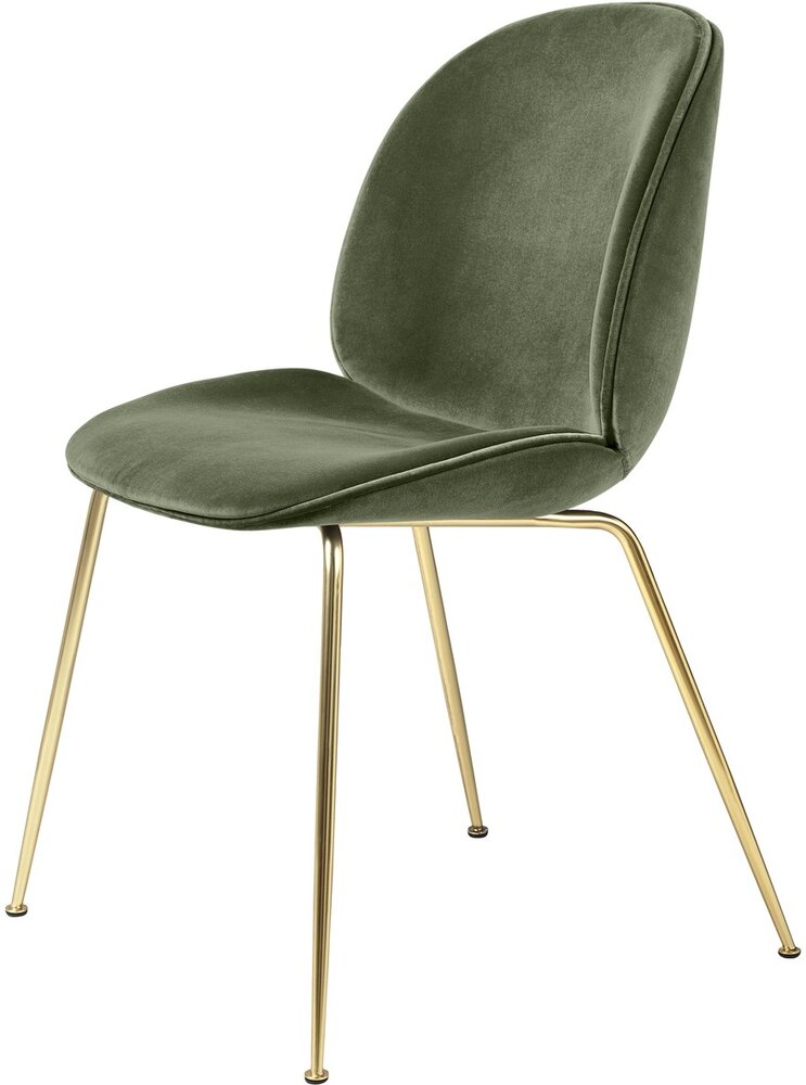 Gubi Beetle Dining Chair | Smokey Green & Brass Semi Matt Base Gubi Beetle Dining Chair | Smokey Green & Brass Semi Matt Base