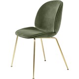 Gubi Chaise de salle à manger Beetle | Base semi-mate vert fumé et laiton Gubi Chaise de salle à manger Beetle | Base semi-mate vert fumé et laiton