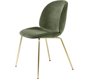 Gubi Chaise de salle à manger Beetle | Base semi-mate vert fumé et laiton Gubi Chaise de salle à manger Beetle | Base semi-mate vert fumé et laiton