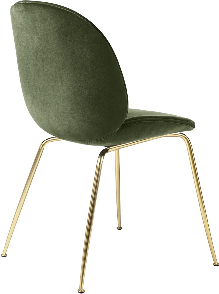 Gubi Sedia da pranzo Beetle | Base semiopaca verde fumo e ottone Gubi Sedia da pranzo Beetle | Base semiopaca verde fumo e ottone