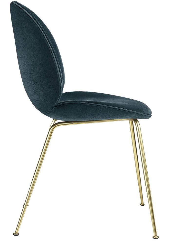 Gubi Beetle Dining Chair | Steel Blue & Brass Semi Matt Base Gubi Beetle Dining Chair | Steel Blue & Brass Semi Matt Base