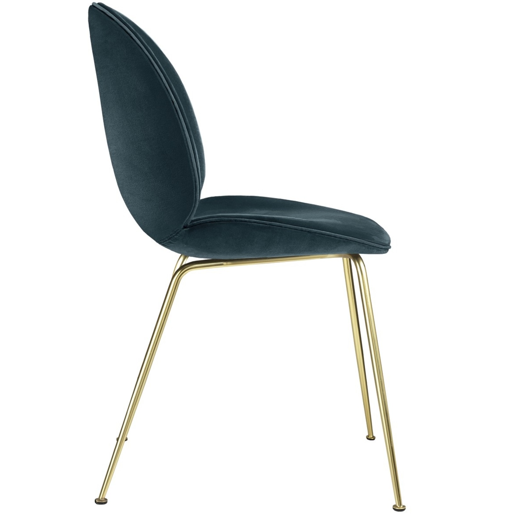Gubi Beetle Dining Chair | Steel Blue & Brass Semi Matt Base